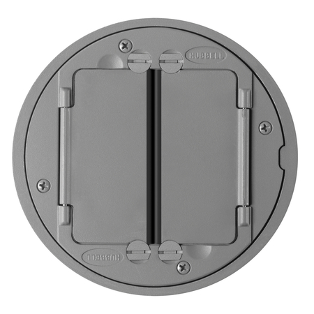 HUBBELL WIRING DEVICE-KELLEMS Electrical Box Cover, Round, Cast Aluminum S1TFCGY